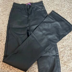 Edikted Black Faux Leather Boot Cut Pants